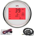 ELING Waterproof 3 3/8" Digital Speedometer GPS Odometer Tripmeter Chrome Speedo Gauge for Car Motorcycle Truck Bike Boat 12V 24 Volt