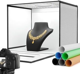 RALENO Photo Studio Light Box, 16’’x12’’ Portable Shooting Tent Kit, Professional Light Box Photography (112 LEDs | 24W High Brightness | 6 Colored Backdrops) for Product Photography