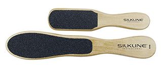 SILKLINE PROFESSIONAL Two-Sided Foot File with Oak Wood Handle - Full and Mini Size Duo