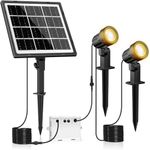 CRODIAL Solar Spot Lights Outdoor 2-in-1,Solar Landscape Lights Auto On/Off Solar Uplights with 3 Brightness and 3 Lighting Modes IP66 Waterproof 9.8ft Cable for Yard Pathway Garden Tree(Warm White)