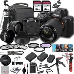 Sony a7 IV Mirrorless Digital Camera 33MP w/ 28-70mmmm Lens ILCE-7M4K/B, 128GB Memory.43 Wide & 2X Lenses, Case. Tripod, Filters, Hood, Spare Battery & Charger, Software Kit -Deluxe Bundle