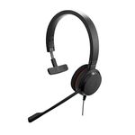 Jabra Evolve 20 Mono Headset – Microsoft Certified Headphones for VoIP Softphone with Passive Noise Cancellation – USB-Cable with Controller – Black