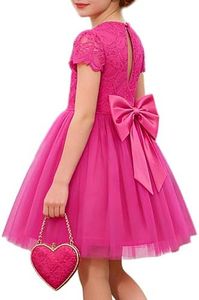 GRACE KARIN Flower Girl Dress Big Bow Hot Pink Princess Wedding Gown Size 4