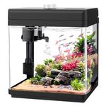 AQQA 5L Aquarium Starter Kits,Nano Fish Tank with Filter and LED Light,Self Cleaning Glass Fish Tank Kit,8 Colors Adjustable Aquarium Tank,for Betta Shrimp Goldfish,Office Desktop Decoration Kids Room