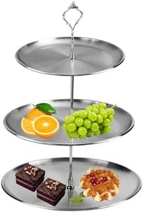 JSMTKJ Présentoir à Gâteaux 3 Niveaux, Support à Gâteaux en acier inoxydable pour Anniversaires, Mariages, Baby Shower, pour Présentoir à Cupcake Bonbons Donuts Dessert