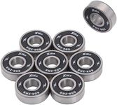 XiKe 608-2RS Skateboard Bearings 8x22x7mm High Speed Smooth and Durable, Replace for Inline Skates Longboards Rollerblades Etc. (8 Pcs Black)