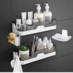 HOUSE OF VIPA Bathroom Accessories & Hardware, Bathroom Rack, Bathroom Shelf Organizer, Wall Mounted Shelf, Storage Racks (2 Shelf and 1 Soap Dish and 4 Hooks) Plastic, Multicolor