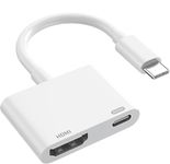 USB-C to HDMI Multiport Adapter with HDMI 4K@60Hz Output and USB-C Charging Port, Type-C to Digital AV Hub for Apple iPhone 16/15, MacBook Pro/Air, iPad Pro, iMac, Galaxy S24 More (White-2 Ports)