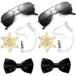 SevenFish Ring Bearer Gifts Wedding Security, Ring Bearer Proposal Wedding Sun Glasses + Ring Security Badge + EarPiece + Bow Tie for Kids Outfit Spy Police FBI Cosplay