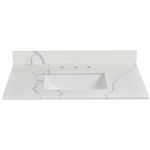 EQLOO 36 Inch Quartz Vanity Sink Top, Bathroom Vanity Top with Undermount Rectangular Middle Sink and 4" Height Backsplash, Pre-Drilled 8 Inch Faucet Hole Spread Vanity Top, Calacatta Luna