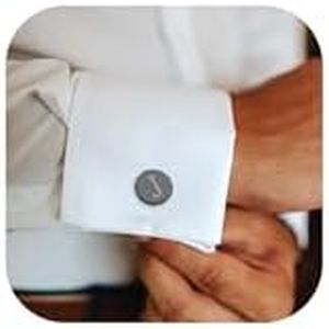 LOLIAS Cuff Links Mens Accessories Jewelry Classic Initial Cufflinks with Gift Box Silver Black Gold Cufflinks, Regular Size, Black Plated, no gemstone