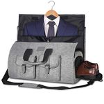 UNIQUEBELLA Travel Suit Carrier Garment Duffel Bag Fiber Large Holdall for Men with Shoe Compartment (Light Grey)