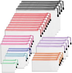 30 Pack Mesh Zipper Pouch,8 Colors Waterproof Bags for Organizing,8 Sizes Clear Plastic Bag Organizer,Multipurpose for Travel Tool Toy Teacher Toolbox Storage for Home Office School Supplies