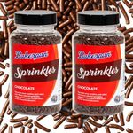 Bakerpan Chocolate Jimmies Sprinkles - 2 Pack - 4.3 Ounces Chocolate Sprinkles for Ice Cream - Chocolate Sprinkles for Baking, Cupcakes, Ice Cream Toppings (Made in USA)