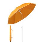 Sekey® 1.6m Beach Umbrella with Cover, Portable Tilting Garden Parasol Umbrella, Small Parasol for Beach/Pool/Patio, Round Sunscreen UV20+ Orange