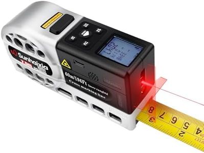 5 in 1 Laser Tape Measure with Level | 196ft/60M Laser Distance Meter Display On Backlit LCD Screen with 16ft/5m AutoLock Measuring Tape | Ft/Inch/Fractions/M/mm
