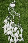 RPH Handicrafts Moon Shape Dream Catcher Half Moon Home Decor Wall Hanging Bedroom Best for Gifts and Decoration (White)