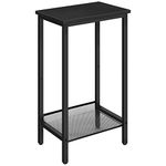 HOOBRO Tall Side Table, Industrial End Telephone Table with Adjustable Mesh Shelves, Small Entryway Table, Laptop Table for Office, Hallway, Living Room, Black BB03DH01