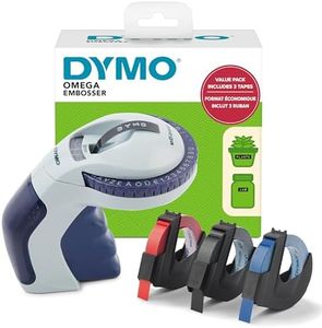 Dymo Embossing Label Maker with 3 Label Tapes | Omega Label Maker Starter Kit | SmallErgonomic Design with Turn Click Wheel | For HomeDIY & Crafting (£/€ÄÖ & Ü)