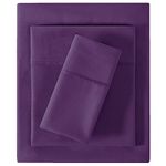 Softan Twin Size Sheet Set - Soft Single Bed Sheets - 100% Microfiber Twin Fitted Sheet with 15" Deep Pockets - Breathable 3 Pieces Sheet s Set for Twin Bed - Purple Sheets & Pillowcases Set