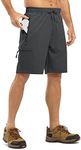 TBMPOY Men's Hiking Shorts with 5 Zip Pockets 9'' Lightweight Outdoor Work Athletic Short for Men Travel Running, Dark Grey, XX-Large