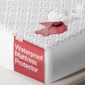 100% Waterproof King Mattress Protector - 360 Protection Against Spills, Stains & Accidents for Parents & Pet Owners - Noiseless & Cooling Viscose Made from Bamboo (White)