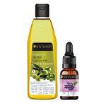 Soulflower Olive Oil & Lavender Essential Oil for Hair Growth, Hair Fall Control, Hydrating & Moisturising Face & Skin | 100% Pure, Natural, Organic, Ecocert Certified| Pack of 2, 240ml