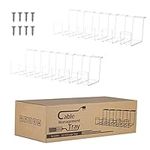 Baskiss 2 Packs Cable Management Tray, 40cm Under Desk Cord Organizer for Wire Management, Metal Wire Cable Holder for Desks, Offices, and Kitchens (White)