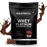 NAKPRO Platinum Whey Protein Isolate 1kg Double Rich Chocolate | 28g Protein, 6.4g BCAA | Trustified Certified 100% Authentic Supplement Powder & No Adulteration | Low Carbs, Fast Absorbing Whey Protein Powder