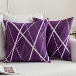 MIULEE Throw Pillow Case Cushion Covers Modern Line Decorative Square Cushions for Sofa Pillowcases for Couch Livingroom Sofa Bed with Invisible Zipper 45cm x 45cm 18x18 Inches 2 Pieces Purple