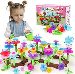 REMOKING 127 PCS Flower Garden Building Toys,Kids Toy for 3+ Year Old,Stacking Game for Toddlers,Gardening, Bath, Sandpit Outdoor Activity,DIY Arts Drafts Supplies for Kids,Toy Gifts for Girls Age 3-8