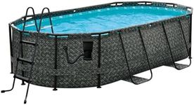 Funsicle 167 by 98 by 39.5 Inches Oasis Designer Oval Frame Outdoor Above Ground Swimming Pool Pool Set with Accessories, Dark Herringbone Gray