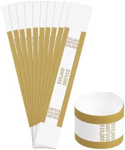uxcell Pack of 50 Money Band Bundles, Self-Adhesive Bill Wrappers Money Wrappers Money Straps for Organize Bills Money, 7.6x1.14 Inch, Gold