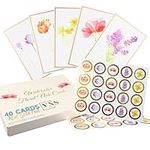 40 Plain Floral Cards, 4 x 6 in Assorted Artistic Watercolor & Gold Foil All Occasion Greeting Cards, Bulk Boxed Set of Blank Flower Stationary Notecards w/ Envelopes & Stickers