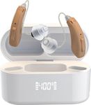 Fastwell RIC Fastwell Digital 16 Channels Bluetooth Rechargeable Hearing Aids,Ear Machine, APP Control Self-Fitting Wireless Music Stream Hand-free Behind the ear Hearing Aid (Beige) (Pair For Both Ear)