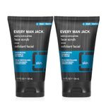 Every Man Jack Gentle Exfoliating Face Scrub For Men- Exfoliate Away Dead Skin, Moisturize, and Revive Tired Skin with Jojoba Beads, Hyaluronic Acid, and Caffeine - 124 mL oz Men’s Face Scrub -Twin Pack