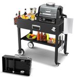 BBQMall Grill Table Cart for Ninja Woodfire Outdoor Grill(OG700 Series), Collapsible Outdoor Grill Stand for Ninja Woodfire/Blackstone Griddle/Onni Pizza Oven, Foldable Outdoor Grill Cart Large Space