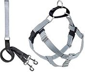 2 Hounds Design Freedom No Pull Dog Harness | Adjustable Gentle Comfortable Control for Easy Dog Walking |for Small Medium and Large Dogs | Made in USA | Leash Included | 1" MD Silver