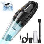 Zamufo Handheld Vacuum Cleaner, Car Hand Held Vacuuming Cordless with LED Light, High 120W Powerful Vacuum Car Cleaner, Mini Wet Dry Vacuum Cleaner for Home Pet Hair or car, Black (266)