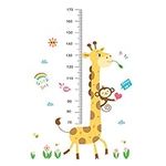 Baby Height Growth Chart Wall Sticker Kids Measure Growth Wall Decals Removable Wall Ruler for Boys Girls Baby Nursery Children Bedroom Living Room Wall Decor (Giraffe Monkey)