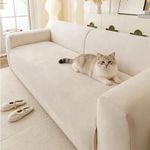 MUNERIX Chenille Couch Cover, Washable Sofa Covers 4 Seater, Non Slip Couch Protector, Breathable, Soft, Seat Cover 1 Piece (Beige, 36 x 82 Inch)