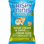 Crispy Minis Tortilla Sour Cream & Chive Flavour Brown Rice Chips, 100 g