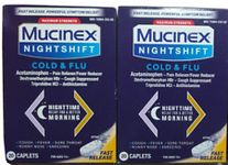 2 Pack Mucinex Nightshift Cold & Flu Relief Fast Release 20 Caplet ea. EXP 7/24