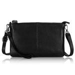 befen Small Leather Crossbody Bag for Women, Cell Phone Cross Body Black Clutch Purses Ladies Handbags & Shoulder bags, Envelope Wristlet Clutch Wallet with Wrist Strap