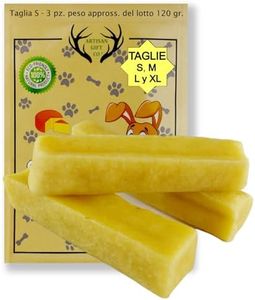 ARTISAN GIFT CO Osso da Masticare di Formaggio (Latte Yak) per Cani e Cuccioli 100% Naturali - peso minimo Confezione 120gr. (S - 3 Unità Raccomandato per i cani <12 kg)
