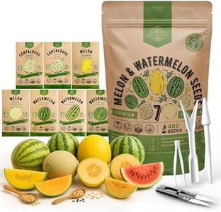 7 Melon & Watermelon Seeds Variety Pack 480+ Non-GMO Heirloom Fruit Seeds for Planting Fruits in Individual Seed Packets, Home Survival Garden Seeds for Hydroponic, Indoor and Outdoors Gardening
