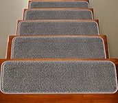 Soft Plain Carpet Stair Treads NON-SLIP MACHINE WASHABLE Mats/Rugs, 22x67cm, 11mm Thickness (Grey, 13)