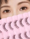 Onlyall Short Natural Eyelashes Clear Band Fake Lashes False Eyelash Wispy Lash Soft Natural Look 13mm Eye Lashes H18