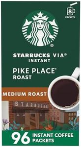 Starbucks VIA Instant Coffee Packets, Single Serve, Medium Roast Coffee, Pike Place Roast, 96 Packets 