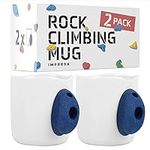 [2 Pack] XL 15oz Rock Climbing Mug with Wall Climbing Grips - Fun Gifts for Rock Climbers - Large Pinch Grip Mug with Bouldering Holds - Rock Climbing Gifts - Rock Climbing Gear - Rock Climber Gifts